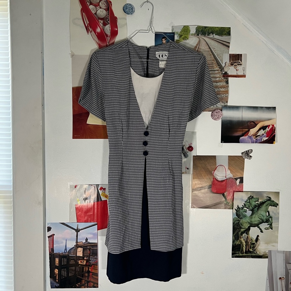 Black and White Houndstooth Print Dress